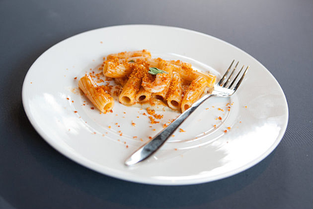A half a plate of pasta. If that were my recipe, the plate would be empty.